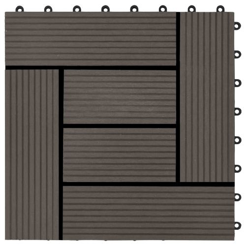Плочка за decking 22 pcs Тъмен кафяв 30 x 30 cm WPC