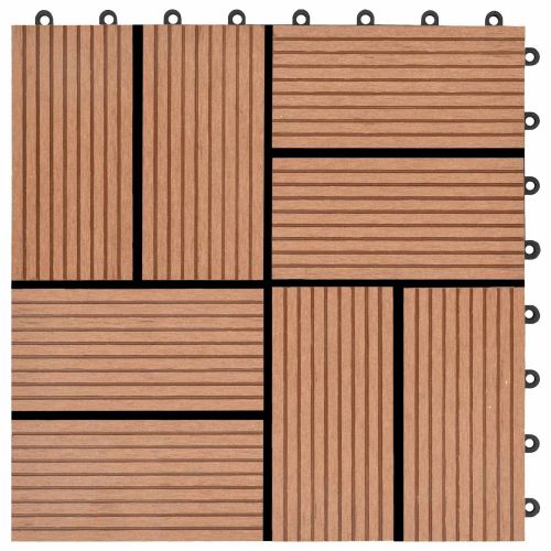 Плочка за decking 22 pcs Кафяво 30 x 30 cm WPC