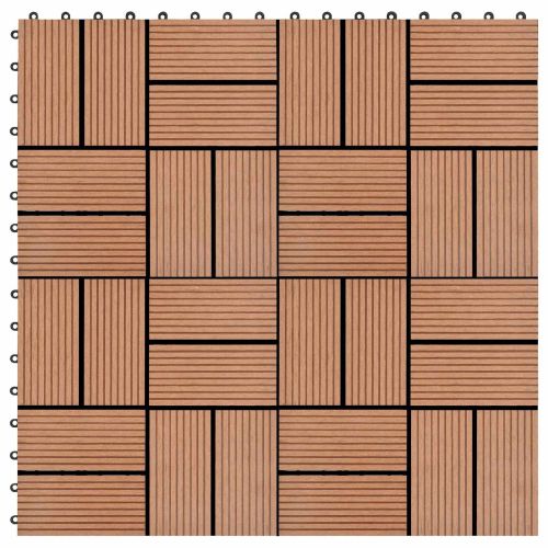 Плочка за decking 22 pcs Кафяво 30 x 30 cm WPC