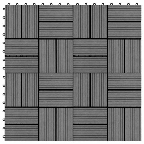 Плочка за decking 22 pcs Сиво 30 x 30 cm WPC