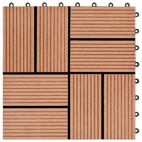 Плочка за decking 22 pcs Тик 30 x 30 cm WPC