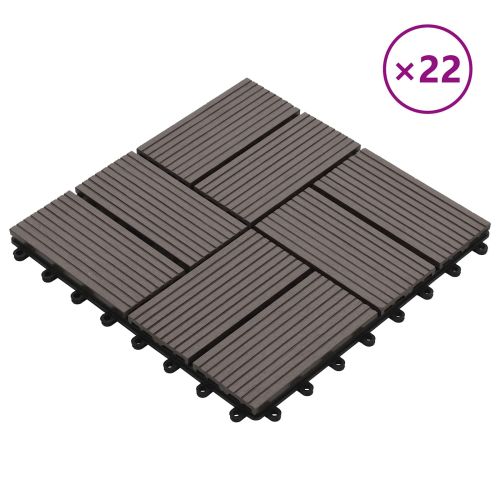 Плочка за decking 22 pcs Тъмен кафяв 30 x 30 cm WPC