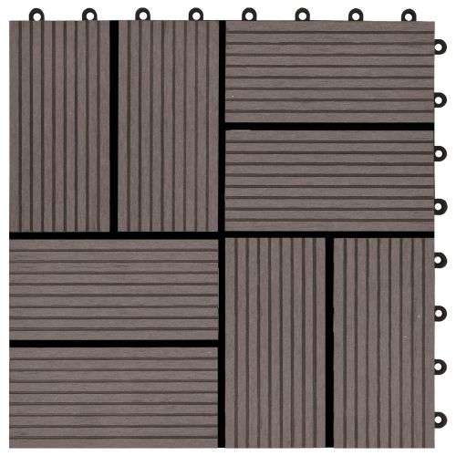 Плочка за decking 22 pcs Тъмен кафяв 30 x 30 cm WPC