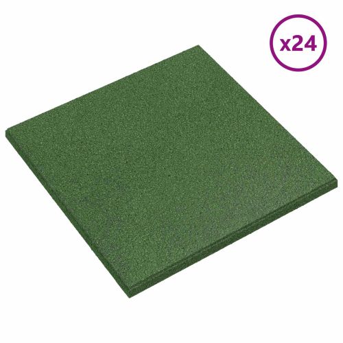 Плочки за защита при падане 24 pcs Зелено 50 x 50 cm Каучук
