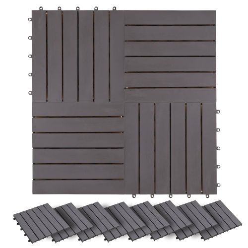 Плочка за decking 20 pcs Сиво 30 x 30 cm Дърво от Акация