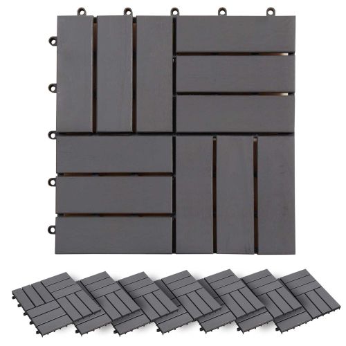 Плочка за decking 30 pcs Сиво 30 x 30 cm Дърво от Акация