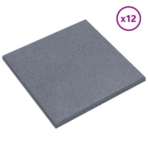 Плочки за защита при падане 12 pcs Сиво 50 x 50 cm Каучук