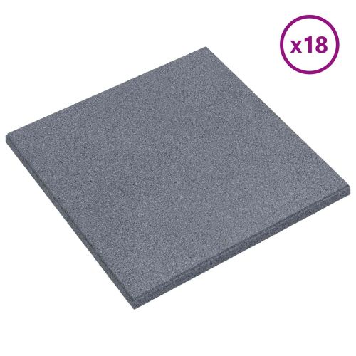 Плочки за защита при падане 18 pcs Сиво 50 x 50 cm Каучук