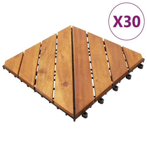 Плочка за decking 30 pcs Кафяво 30 x 30 cm Дърво от Акация