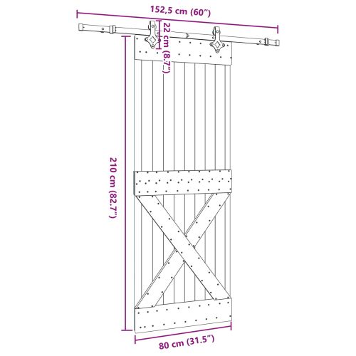 Преплъзваща се врата NARVIK 80 x 210 см (152,5 см)