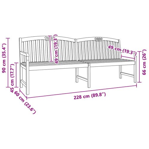 Ръчно изработена розова пейка 228 x 60 x 90 см Натурално