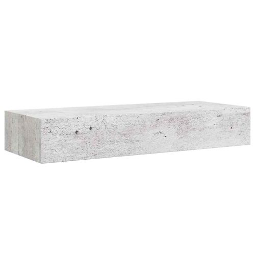 Стенен рафт с чекмедже, бетонно сив, 60x23,5x10 см, МДФ