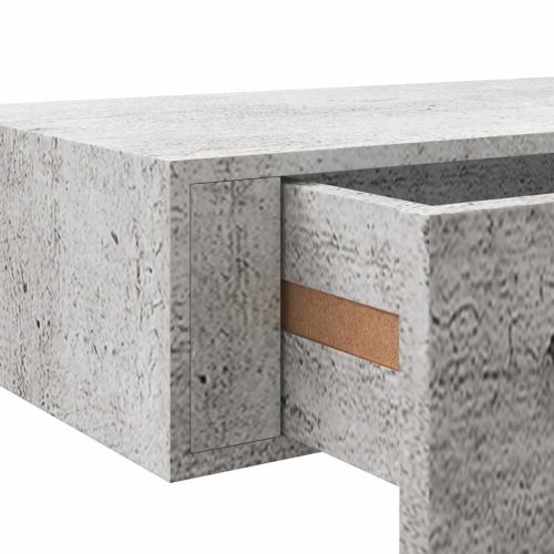 Стенен рафт с чекмедже, бетонно сив, 60x23,5x10 см, МДФ