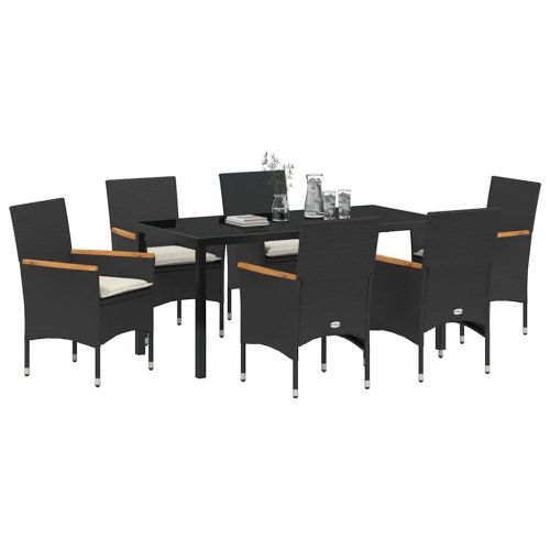 Комплект за хранене в градината 7 pcs Черно полиратан