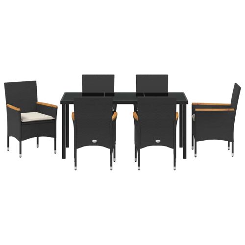 Комплект за хранене в градината 7 pcs Черно полиратан