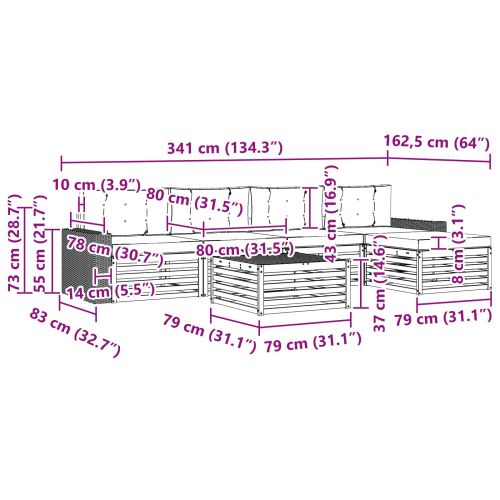 Комплект дивани за открито 6 pcs Натурален и Антрацит