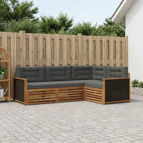 Комплект дивани за открито 4 pcs Натурален и Антрацит