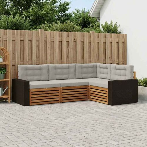 Комплект дивани за открито 4 pcs Натурално и светлосиво