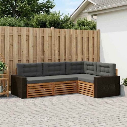Комплект дивани за открито 4 pcs Натурален и Антрацит