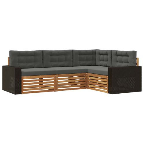 Комплект дивани за открито 4 pcs Натурален и Антрацит