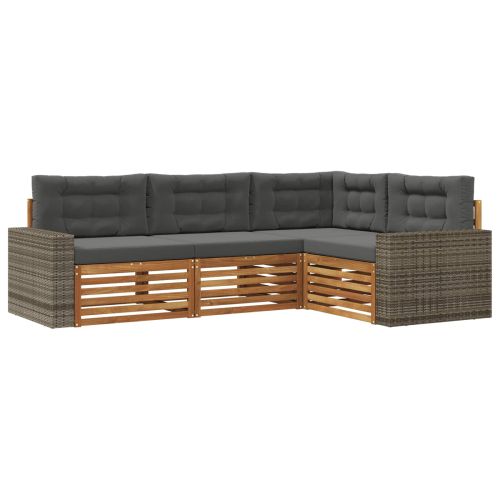 Комплект дивани за открито 4 pcs Натурален и Антрацит