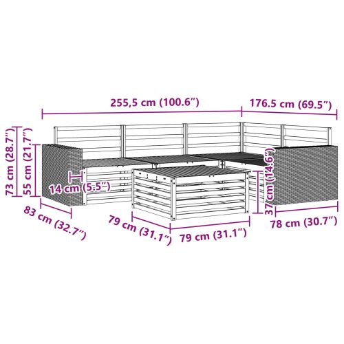 Комплект дивани за открито 5 pcs Натурално 79 x 79 x 37 см