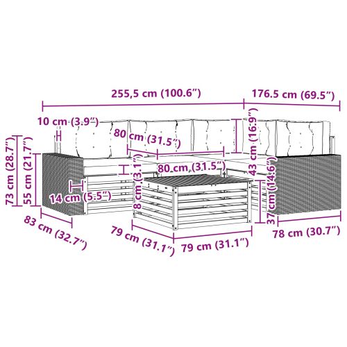 Комплект дивани за открито 5 pcs Натурален и Бежов