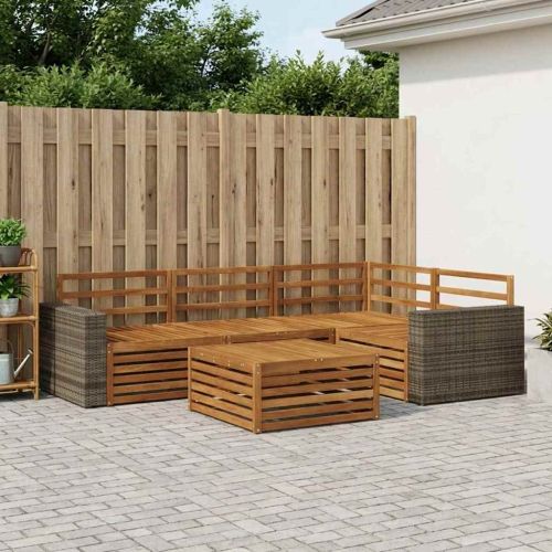 Комплект дивани за открито 5 pcs Натурално 79 x 79 x 37 см