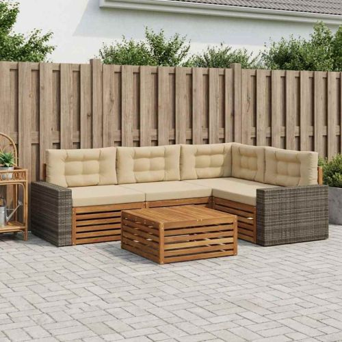 Комплект дивани за открито 5 pcs Натурален и Бежов