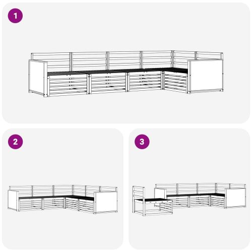 Комплект дивани за открито 5 pcs Натурално 323 х 164,5 х 73 см