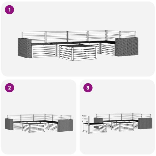 Комплект дивани за открито 6 pcs Натурално 79 x 79 x 37 см