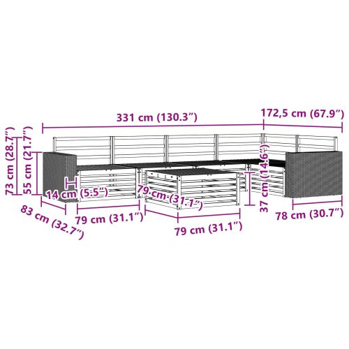 Комплект дивани за открито 6 pcs Натурално 79 x 79 x 37 см