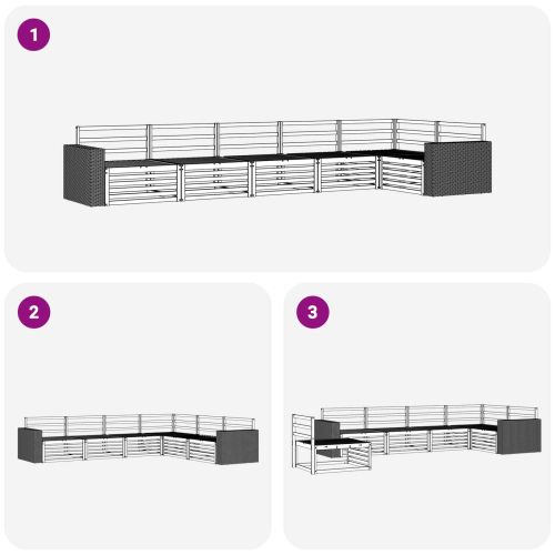 Комплект дивани за открито 6 pcs Натурално 402 x 172,5 x 73 см