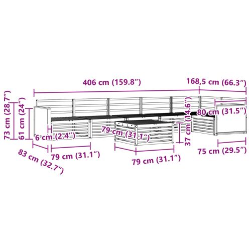 Комплект дивани за открито 7 pcs Натурално 79 x 79 x 37 см