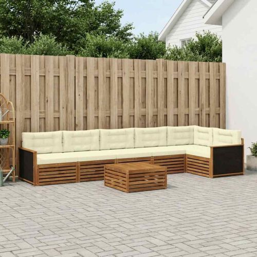 Комплект дивани за открито 7 pcs Натурален и Крема