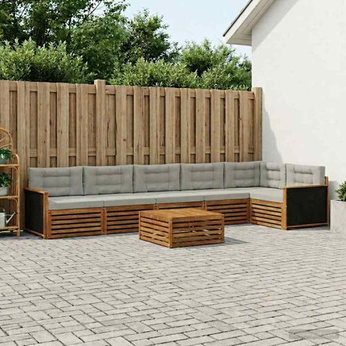 Комплект дивани за открито 7 pcs Натурално и светлосиво