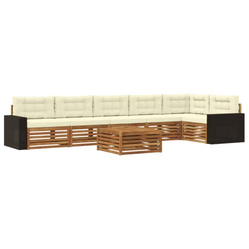 Комплект дивани за открито 7 pcs Натурален и Крема