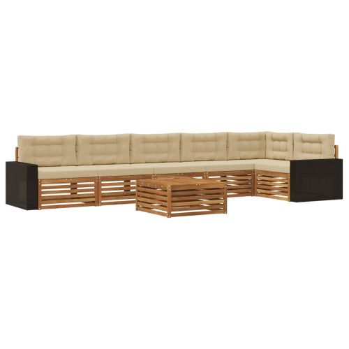 Комплект дивани за открито 7 pcs Натурален и Бежов
