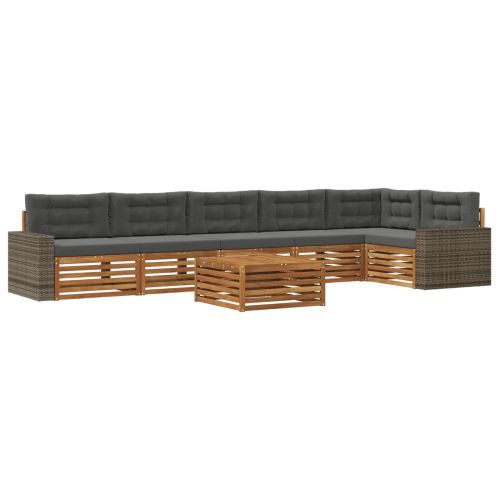Комплект дивани за открито 7 pcs Натурален и Антрацит