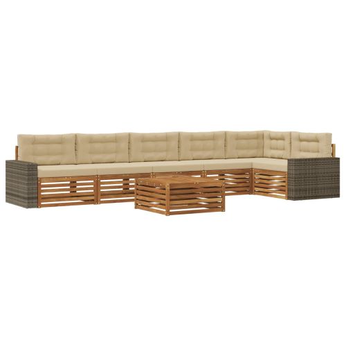 Комплект дивани за открито 7 pcs Натурален и Бежов