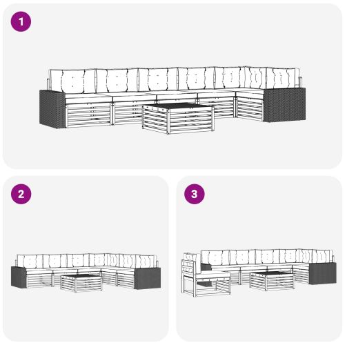 Комплект дивани за открито 7 pcs Натурален и Бежов
