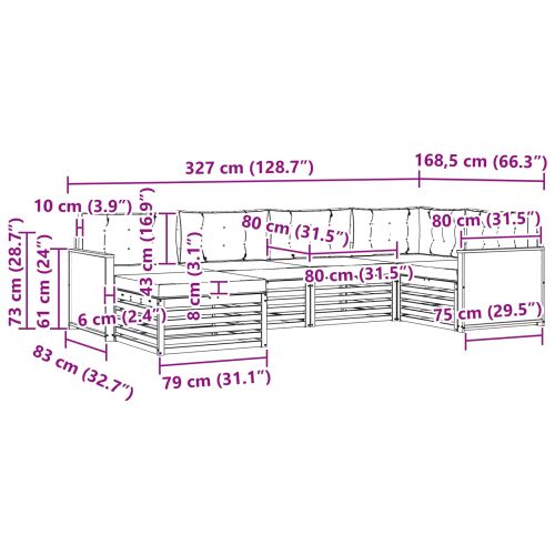 Комплект дивани за открито 6 pcs Натурален и Антрацит