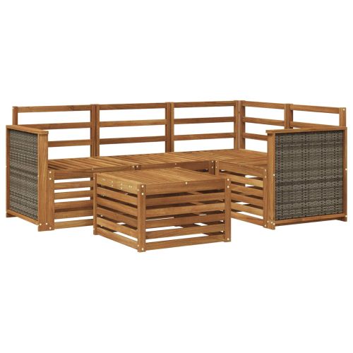 Комплект дивани за открито 5 pcs Натурално 59 x 59 x 37 см