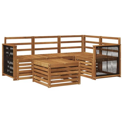 Комплект дивани за открито 5 pcs Натурално 59 x 59 x 37 см