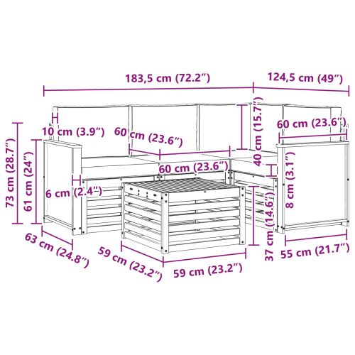 Комплект дивани за открито 5 pcs Натурален и Бежов
