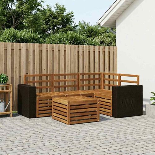 Комплект дивани за открито 5 pcs Натурално 59 x 59 x 37 см
