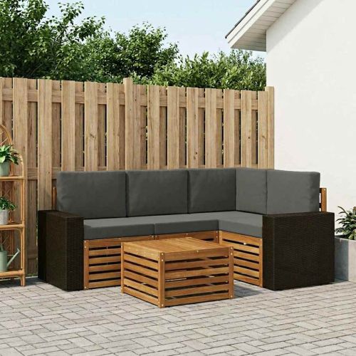 Комплект дивани за открито 5 pcs Натурален и Антрацит