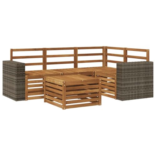 Комплект дивани за открито 5 pcs Натурално 59 x 59 x 37 см