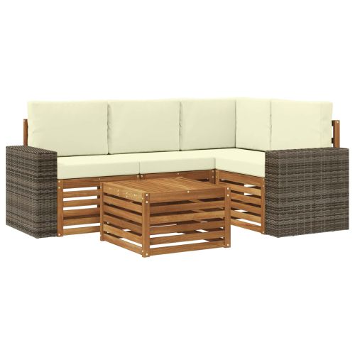 Комплект дивани за открито 5 pcs Натурален и Крема