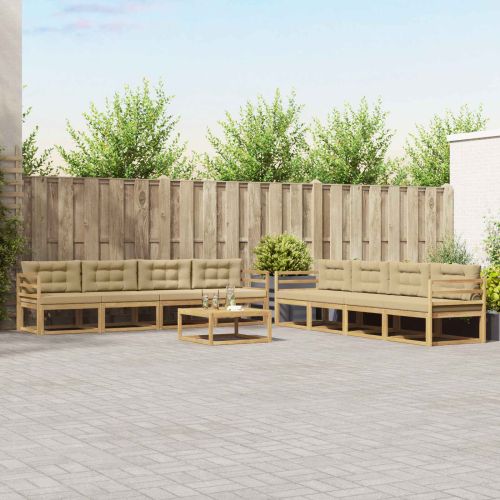 Комплект дивани за открито 9 pcs Бяло и Бежово 79 x 79 x 37 см